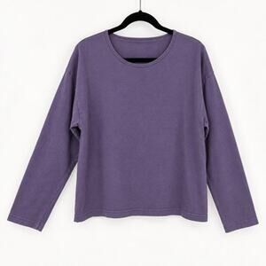 Pacificotton By Bryn Walker Crop Crew Tee Size Large Purple Long Sleeve Casual